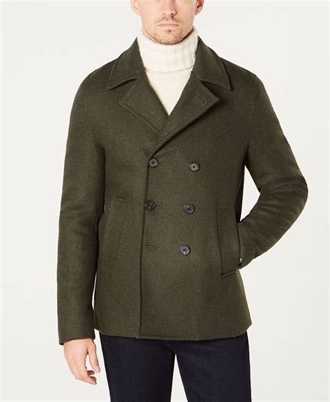 michael kors men's modern-fit double-breasted raincoat|Michael Kors Pea Coats for Men .